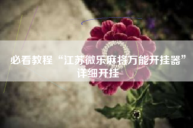 必看教程“江苏微乐麻将万能开挂器”详细开挂