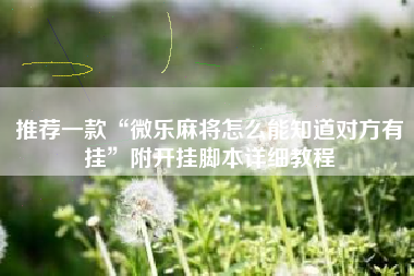 推荐一款“微乐麻将怎么能知道对方有挂”附开挂脚本详细教程