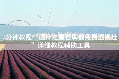 3分钟教程“德扑之星看牌器免费透视挂	”详细教程辅助工具