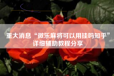 重大消息“微乐麻将可以用挂吗知乎”详细辅助教程分享