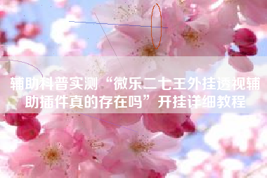 辅助科普实测“微乐二七王外挂透视辅助插件真的存在吗”开挂详细教程