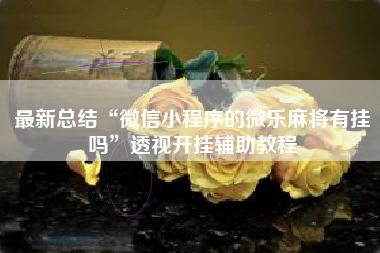 最新总结“微信小程序的微乐麻将有挂吗”透视开挂辅助教程