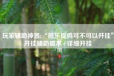 玩家辅助神器:“微乐捉鸡可不可以开挂”开挂辅助脚本+详细开挂