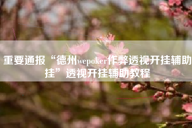 重要通报“德州wepoker作弊透视开挂辅助挂	”透视开挂辅助教程