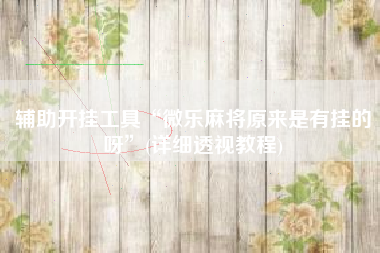 辅助开挂工具“微乐麻将原来是有挂的呀”(详细透视教程)