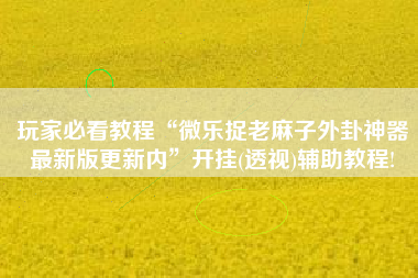 玩家必看教程“微乐捉老麻子外卦神器最新版更新内	”开挂(透视)辅助教程!