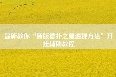 最新教你“新版德扑之星透视方法”开挂辅助教程