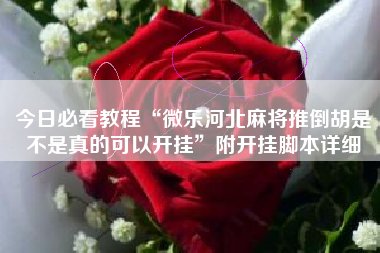 今日必看教程“微乐河北麻将推倒胡是不是真的可以开挂”附开挂脚本详细