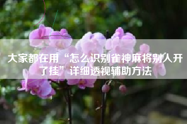 大家都在用“怎么识别雀神麻将别人开了挂	”详细透视辅助方法