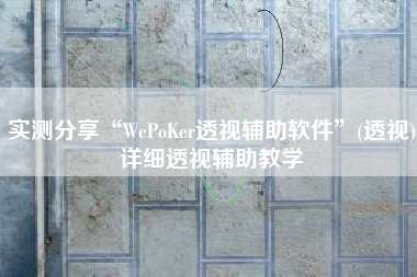 实测分享“WePoKer透视辅助软件”(透视)详细透视辅助教学
