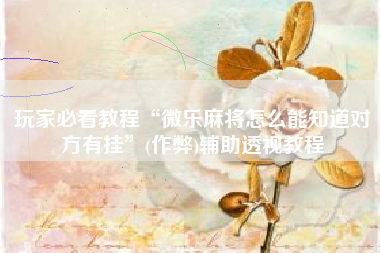 玩家必看教程“微乐麻将怎么能知道对方有挂”(作弊)辅助透视教程