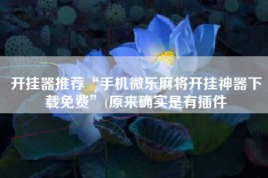 开挂器推荐“手机微乐麻将开挂神器下载免费”(原来确实是有插件