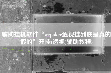 辅助挂机软件“wepoker透视挂到底是真的假的	”开挂(透视)辅助教程!