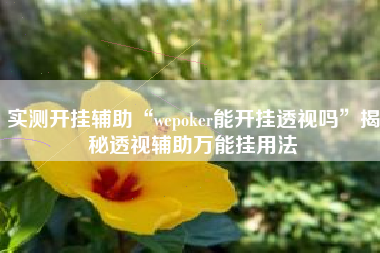 实测开挂辅助“wepoker能开挂透视吗”揭秘透视辅助万能挂用法