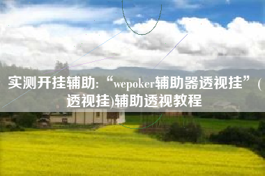 实测开挂辅助:“wepoker辅助器透视挂	”(透视挂)辅助透视教程