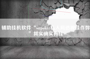 辅助挂机软件“wepoker私人局透视挂作弊”其实确实有挂
