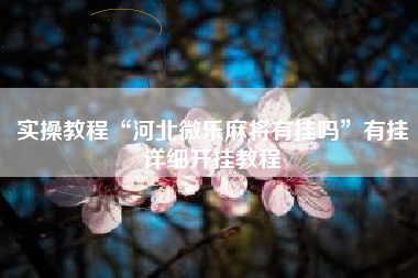 实操教程“河北微乐麻将有挂吗”有挂详细开挂教程