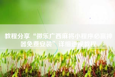 教程分享“微乐广西麻将小程序必赢神器免费安装	”详细透视教程