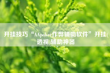 开挂技巧“AApoker作弊辅助软件	”开挂(透视)辅助神器