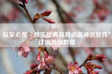 玩家必搜“微乐捉鸡麻将必赢神器软件”详细透视教程