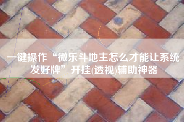 一键操作“微乐斗地主怎么才能让系统发好牌”开挂(透视)辅助神器