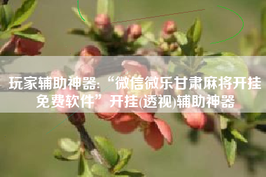 玩家辅助神器:“微信微乐甘肃麻将开挂免费软件”开挂(透视)辅助神器
