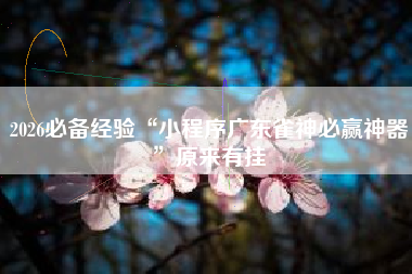 2026必备经验“小程序广东雀神必赢神器”原来有挂