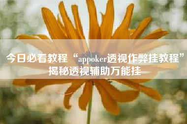 今日必看教程“appoker透视作弊挂教程	”揭秘透视辅助万能挂
