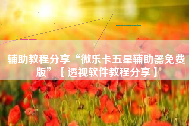 辅助教程分享“微乐卡五星辅助器免费版”【透视软件教程分享】