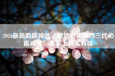 2026最新助赢神器“微信微乐陕西三代必赢神器”事实上确实有挂