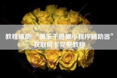 教程辅助!“微乐干瞪眼小程序辅助器”获取房卡完整教程