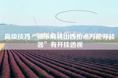 高级技巧“微乐麻将山西扣点万能开挂器”有开挂透视