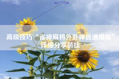 高级技巧“雀神麻将外卦神器通用版	”详细分享装挂