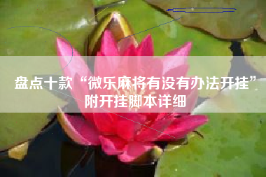 盘点十款“微乐麻将有没有办法开挂	”附开挂脚本详细