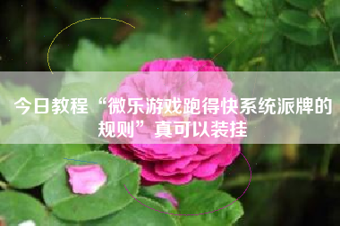 今日教程“微乐游戏跑得快系统派牌的规则	”真可以装挂