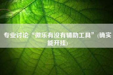 专业讨论“微乐有没有辅助工具	”(确实能开挂)