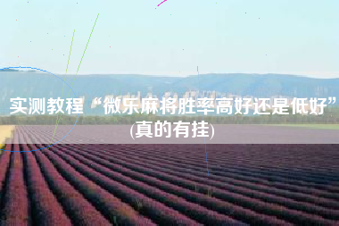 实测教程“微乐麻将胜率高好还是低好	”(真的有挂)