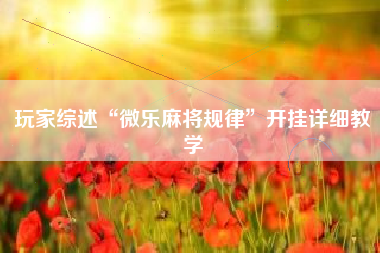 玩家综述“微乐麻将规律	”开挂详细教学