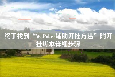 终于找到“WePoker辅助开挂方法”附开挂脚本详细步骤