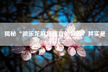 揭秘“微乐龙麻将挂真的假的	”其实是有挂