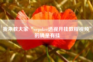 我来教大家“wepoker透视开挂教程视频”的确是有挂