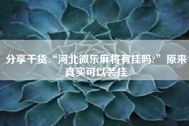 分享干货“河北微乐麻将有挂吗?”原来真实可以装挂