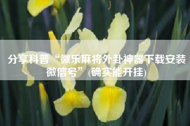 分享科普“微乐麻将外卦神器下载安装微信号”(确实能开挂)