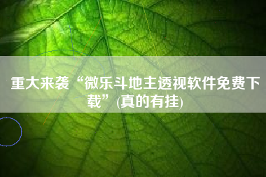 重大来袭“微乐斗地主透视软件免费下载”(真的有挂)