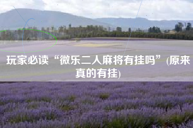 玩家必读“微乐二人麻将有挂吗”(原来真的有挂)