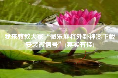 我来教教大家“微乐麻将外卦神器下载安装微信号”(其实有挂)