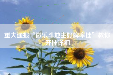 重大通报“微乐斗地主好牌率挂	”教你开挂详细