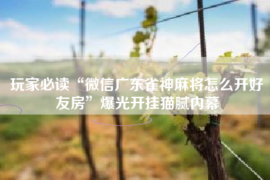 玩家必读“微信广东雀神麻将怎么开好友房	”爆光开挂猫腻内幕