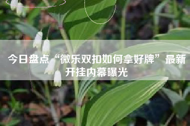 今日盘点“微乐双扣如何拿好牌	”最新开挂内幕曝光
