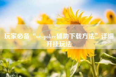 玩家必备“we-poker辅助下载方法”详细开挂玩法